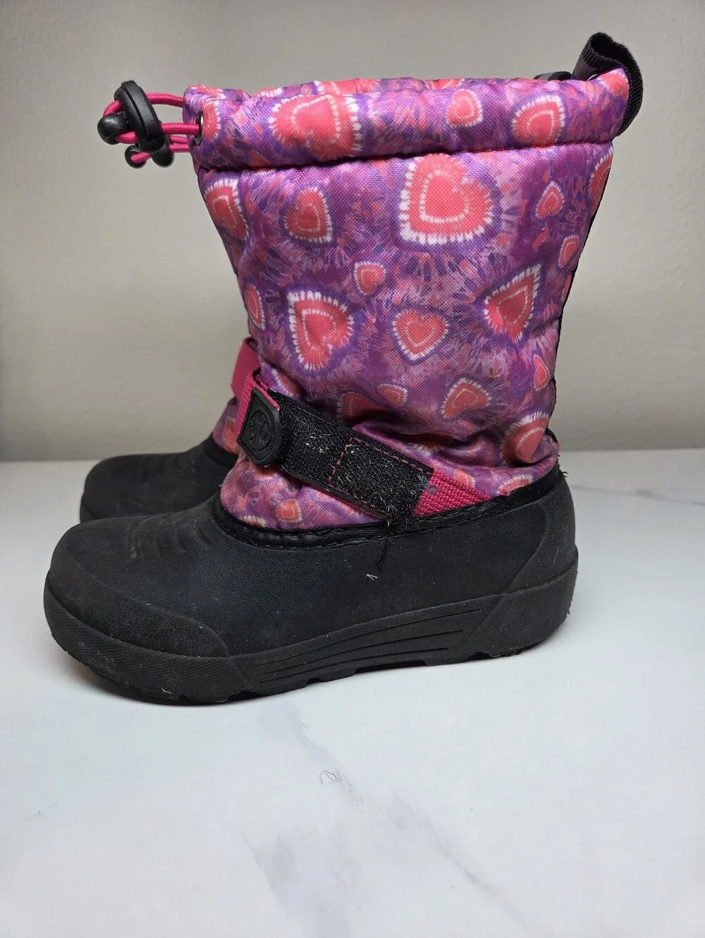 Northside Kids Frosty Polar Snow Boots Pink Purple Hearts Thinsulate Size 1 NWOB